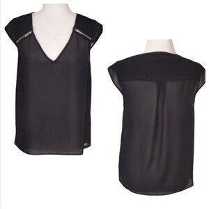 Guess Sheer Black Short Sleeve Blouse Size Small
